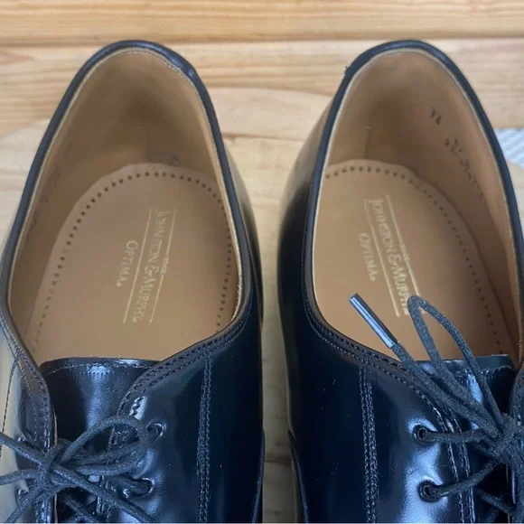 Johnston & Murphy Optima Oxford Shoes Men's 16 US Black Leather 22-2981 Lace-up - Picture 3 of 11